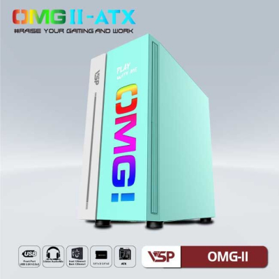 Case VSP LED Gaming OMG-II ATX-(Xanh)